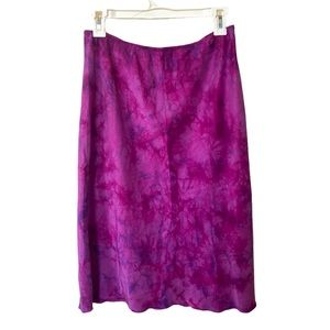 100% Silk Vintage Express Tie-Die Skirt Magenta/Purple